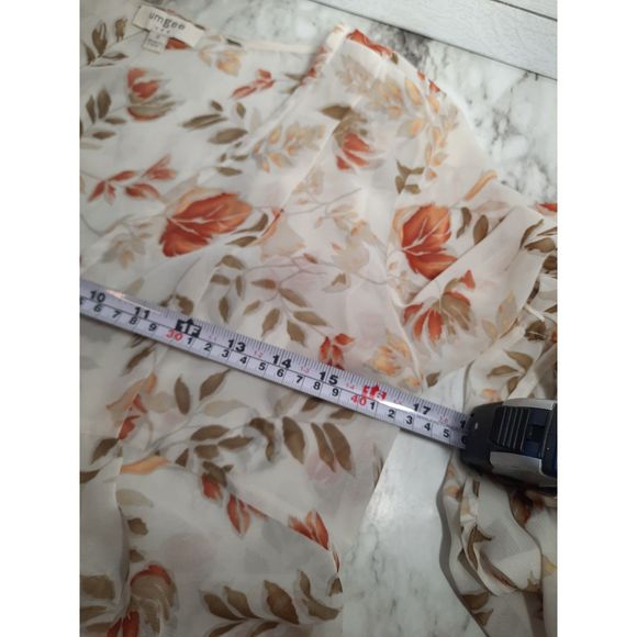 UMGEE Floral Print Sheer Buttoned Front Bell Sleeves Maxi Dress Cardigan Sz S - Picture 9 of 13